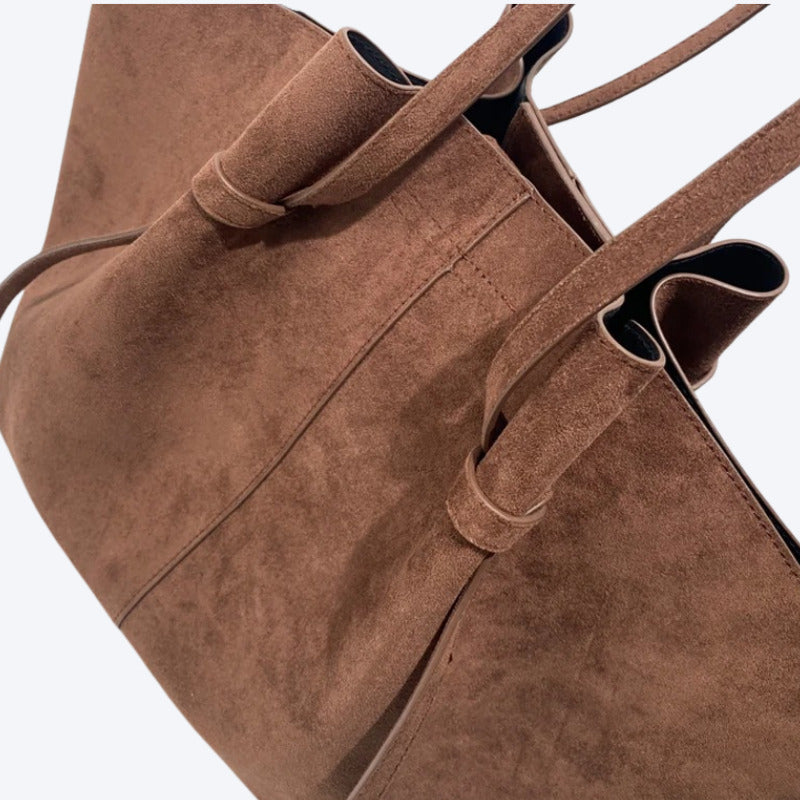 Bolsa em Couro Camurça Genuíno Feminina Felina