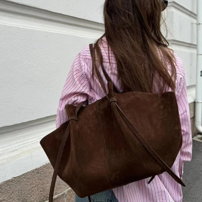 Bolsa em Couro Camurça Genuíno Feminina Felina