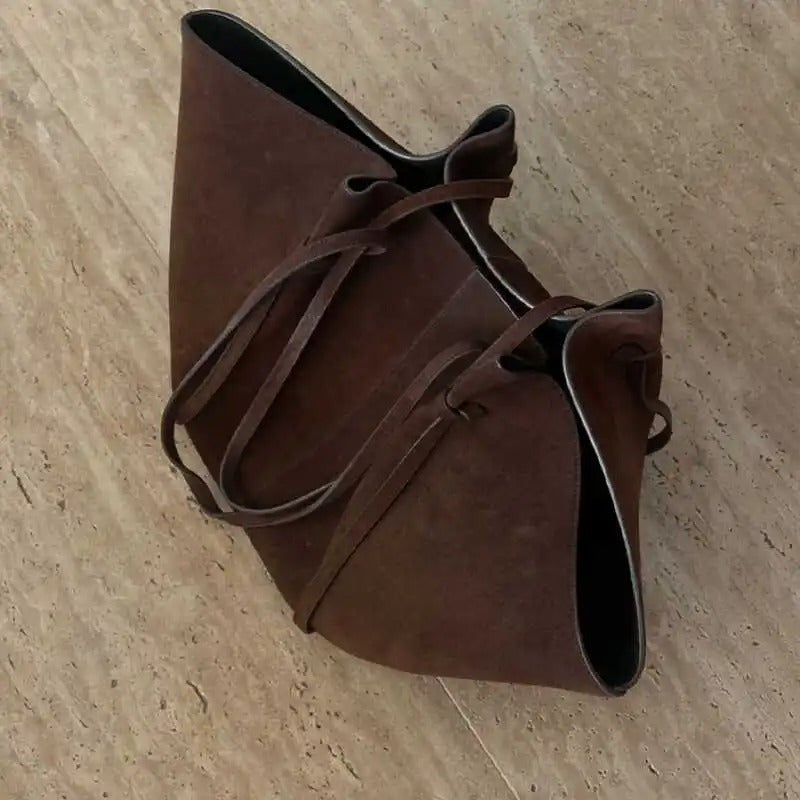 Bolsa em Couro Camurça Genuíno Feminina Felina