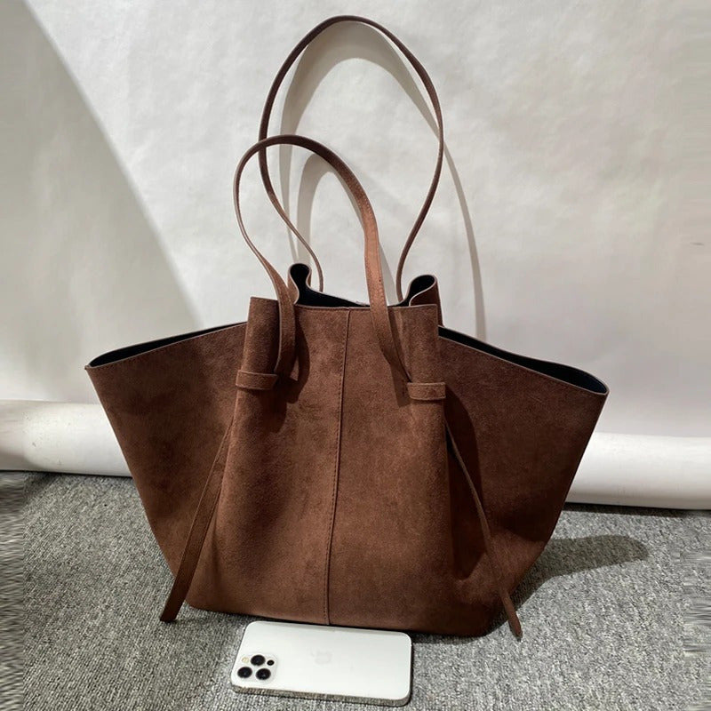 Bolsa em Couro Camurça Genuíno Feminina Felina