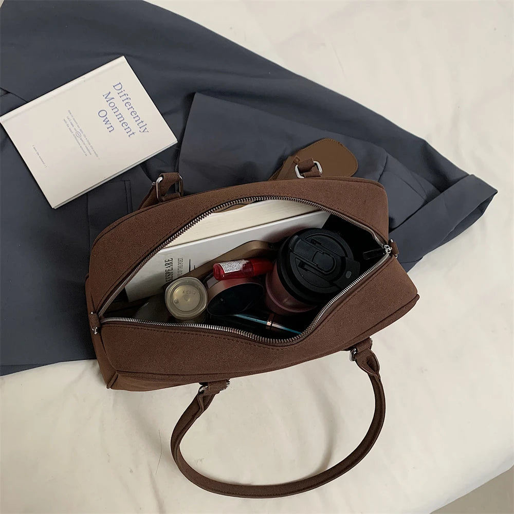 bolsa feminina bolsa grife luxo bolsas femininas promoção Tamanho grande Mulheres Sacos De Bowling Camurça Cor Pura Grande Capacidade Ombro Crossbody Bag Com Alça Longa 2024 Designer De Luxo Bolsas