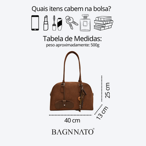 Bolsa em Couro Camurça Genuíno Feminina Aurora