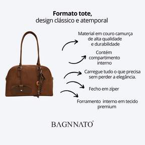 Bolsa em Couro Camurça Genuíno Feminina Aurora