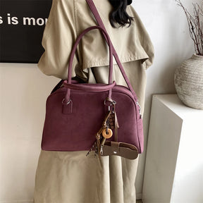 bolsa feminina bolsa grife luxo bolsas femininas promoção Tamanho grande Mulheres Sacos De Bowling Camurça Cor Pura Grande Capacidade Ombro Crossbody Bag Com Alça Longa 2024 Designer De Luxo Bolsas