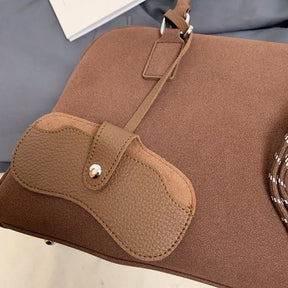 bolsa feminina bolsa grife luxo bolsas femininas promoção Tamanho grande Mulheres Sacos De Bowling Camurça Cor Pura Grande Capacidade Ombro Crossbody Bag Com Alça Longa 2024 Designer De Luxo Bolsas