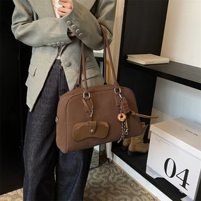 bolsa feminina bolsa grife luxo bolsas femininas promoção Tamanho grande Mulheres Sacos De Bowling Camurça Cor Pura Grande Capacidade Ombro Crossbody Bag Com Alça Longa 2024 Designer De Luxo Bolsas